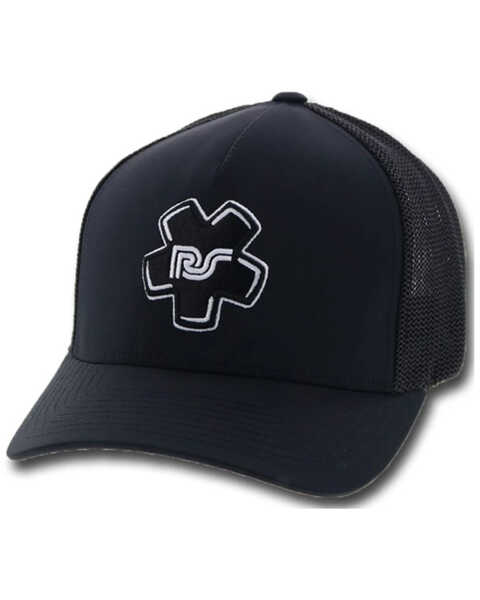 Hooey Men's Rocker Steiner Embroidered Logo Mesh-Back Flex-Fit Ball Cap , Black, hi-res