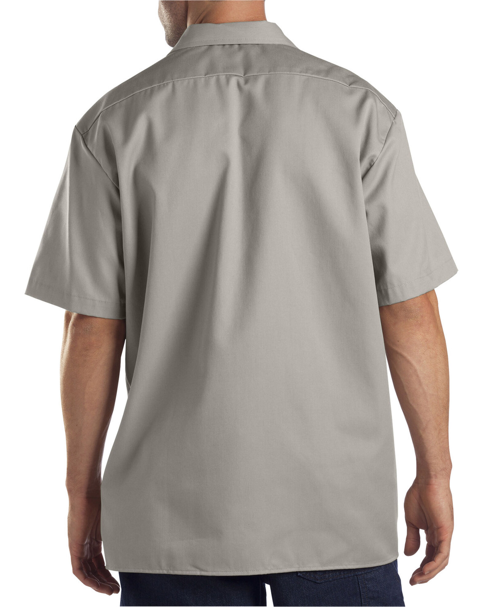 Image #2 - Dickies Men's Solid Short Sleeve Folded Work Shirt, Silver, hi-res