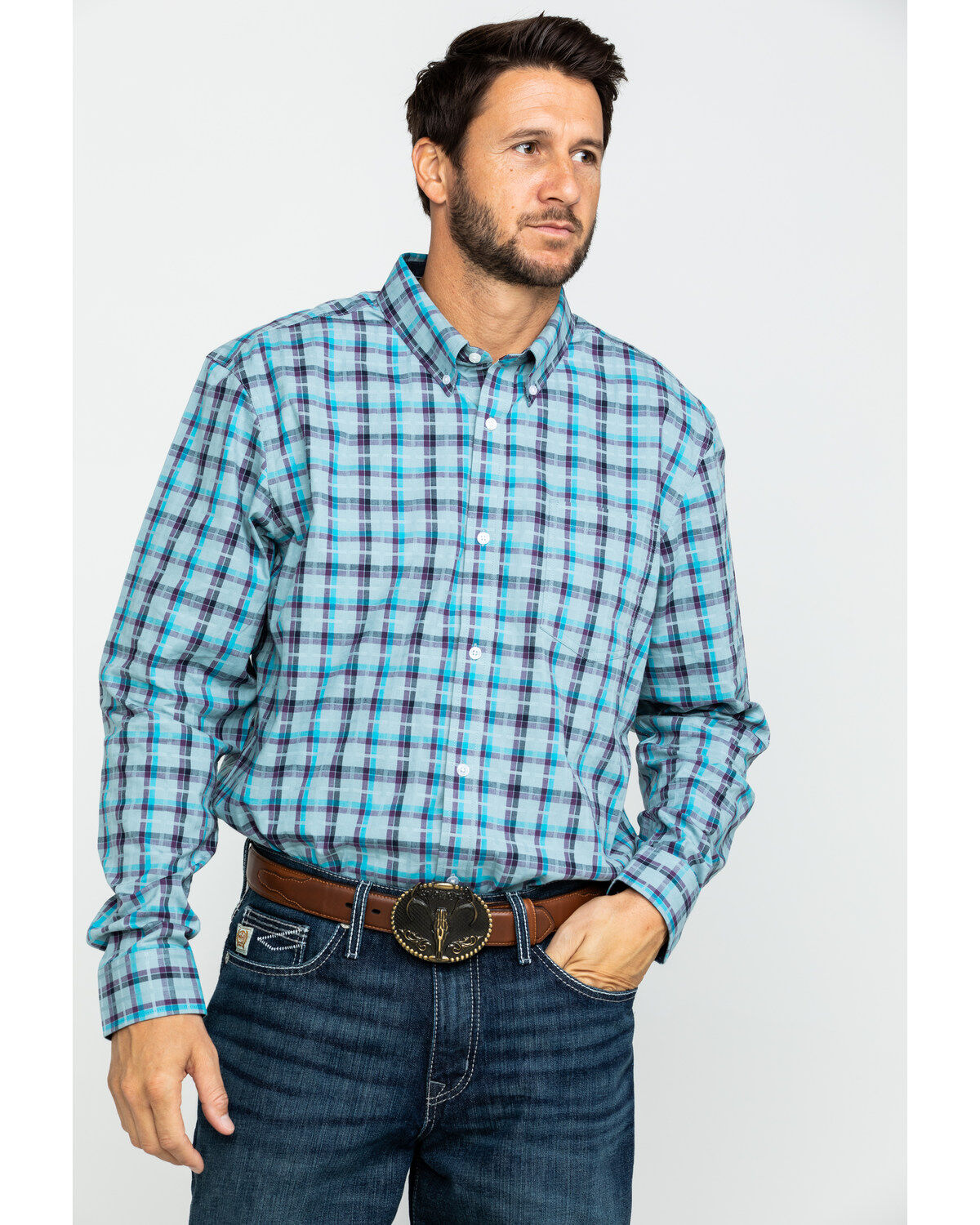 Image #1 - Cody James Core Men's Newberry Plaid Long Sleeve Western Shirt, , hi-res