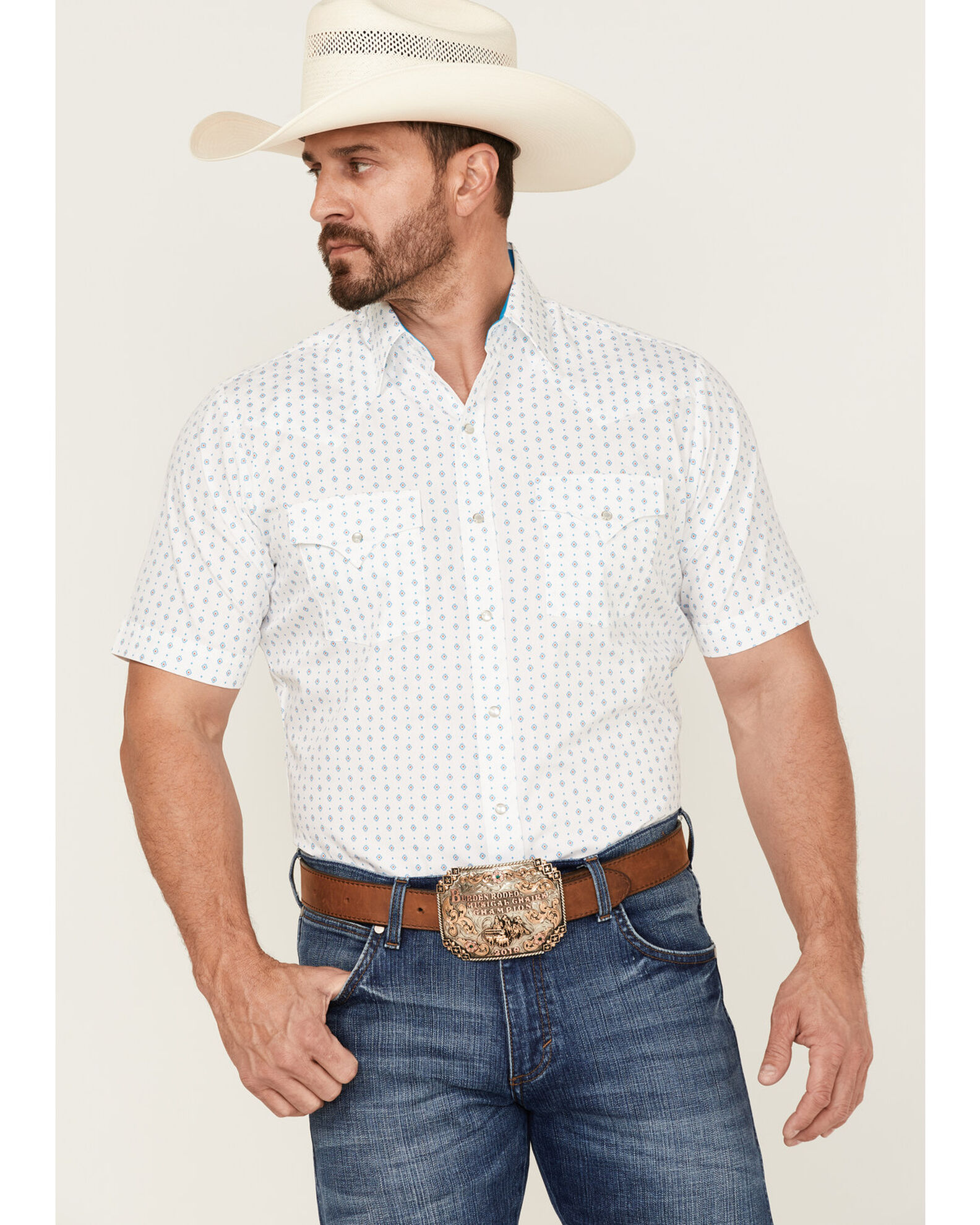 Ely Walker Men s Mini Southwestern Geo Print Short Sleeve Pearl