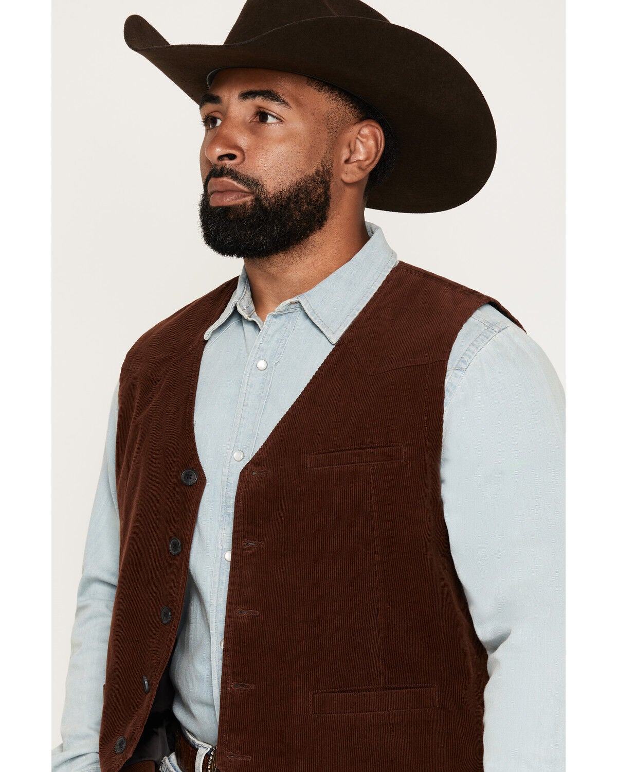 Image #2 - Cody James Men's Bandera Solid Corduroy Vest, Brown, hi-res