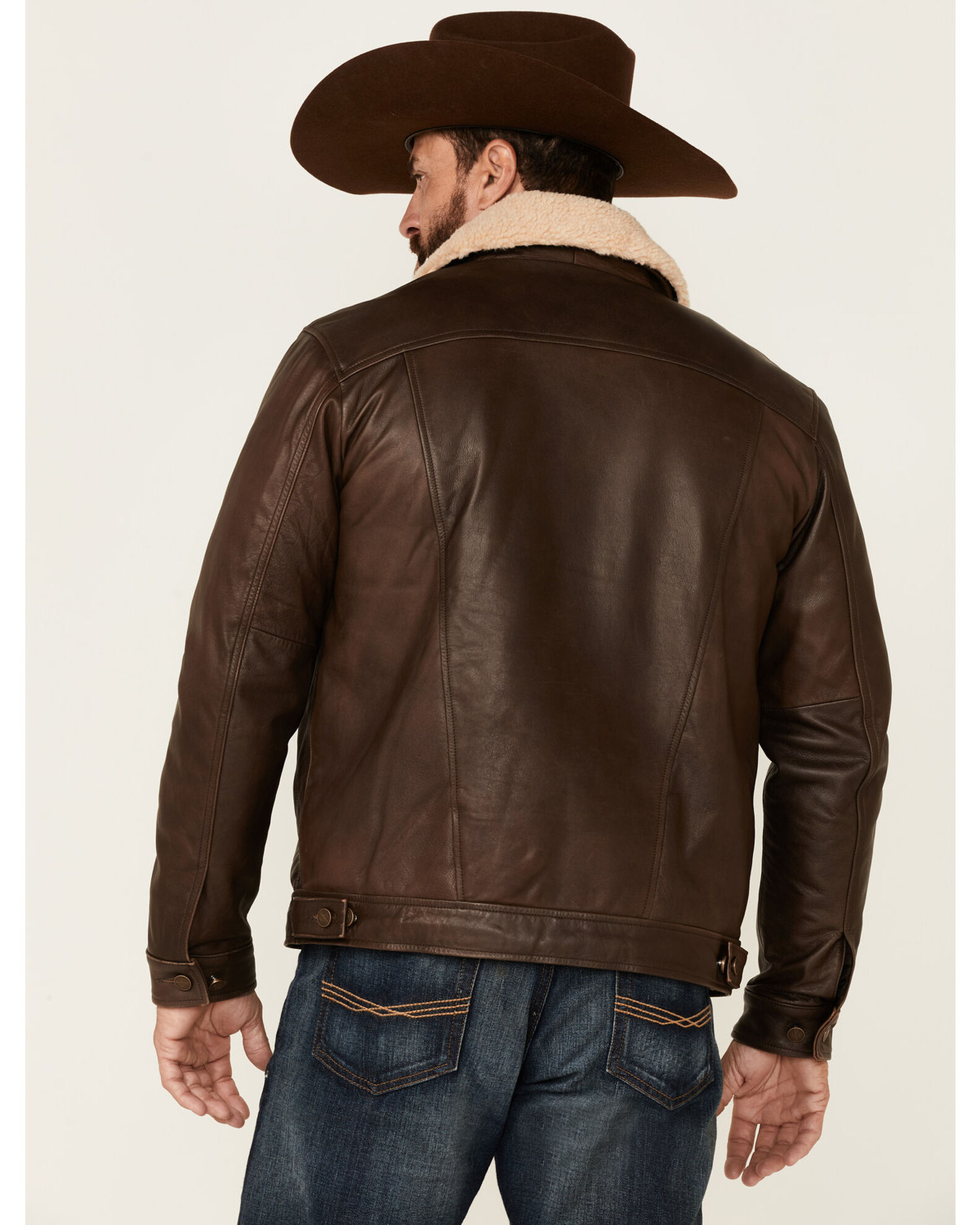 Wrangler Men s Vintage Sherpa Lined Leather Jacket Boot Barn