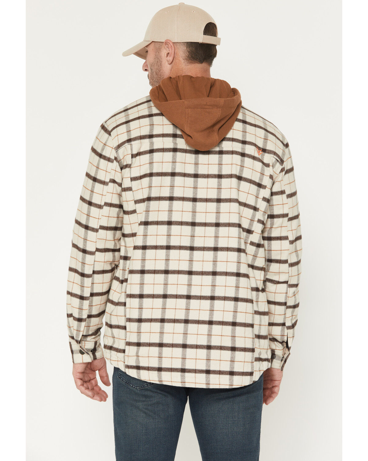 Image #4 - Hawx Men's Bronson Plaid Print Insulated Hooded Flannel Shirt Jacket, Tan, hi-res