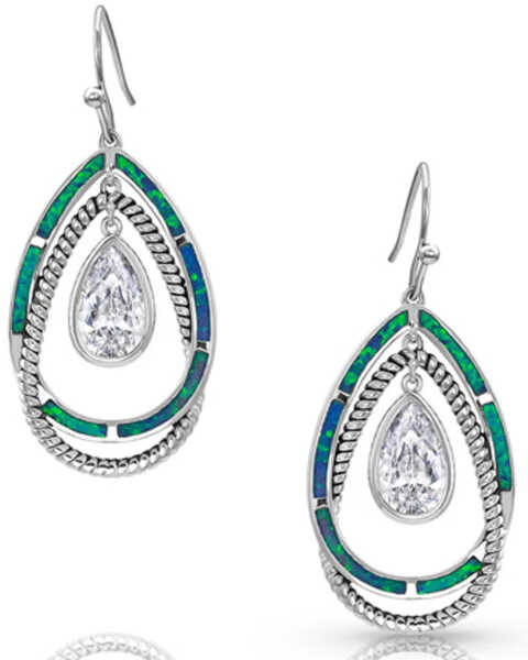 Montana Silversmiths Women's Opal Ribbons Teardrop Earrings, Silver, hi-res