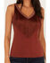 Image #3 - Idyllwind Women's Songstress Embroidered Fringe Tank Top, Brandy Brown, hi-res