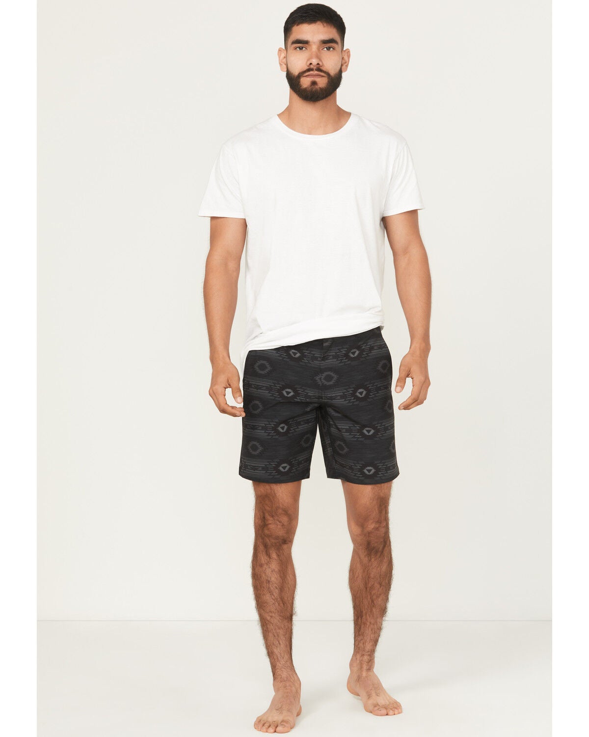 Rock & Roll Denim Men's Southwestern Print Stretch Chino Shorts, Black, hi-res