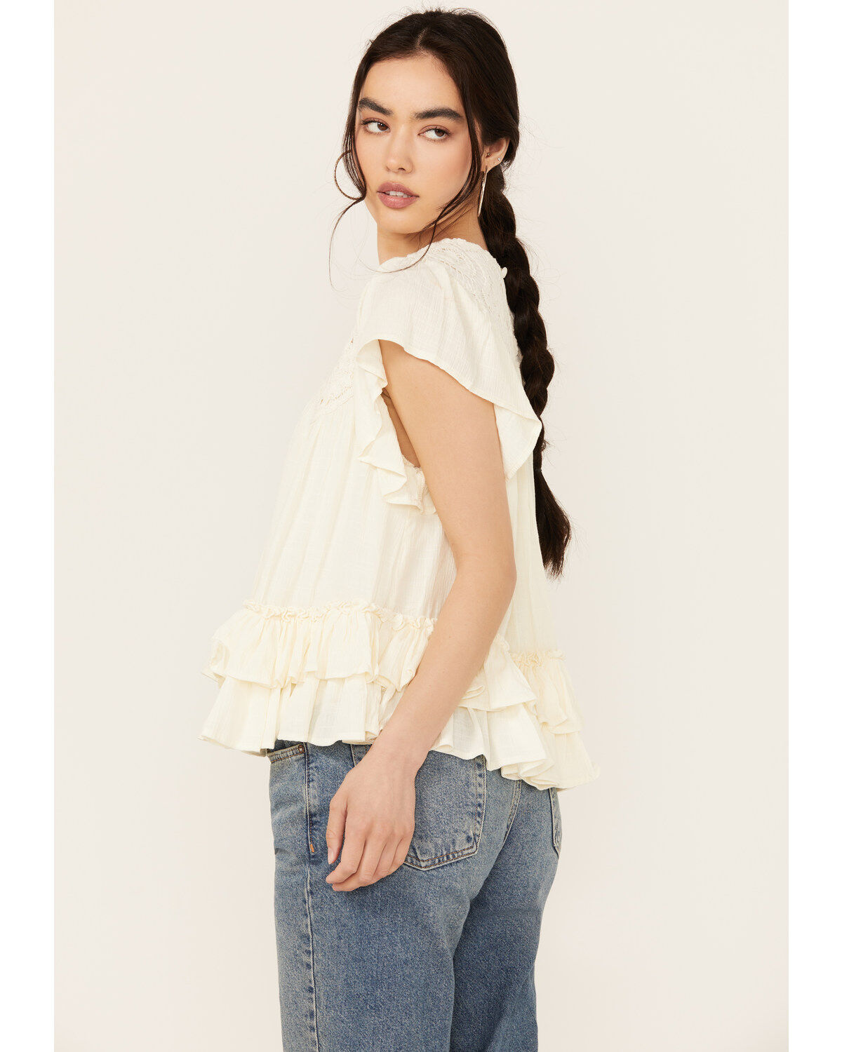 Image #2 - Miss Me Women's Sleeveless Ruffle Hem Top, , hi-res