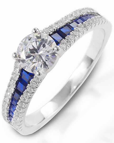  Kelly Herd Women's Blue Spinel Engagement Ring , Silver, hi-res