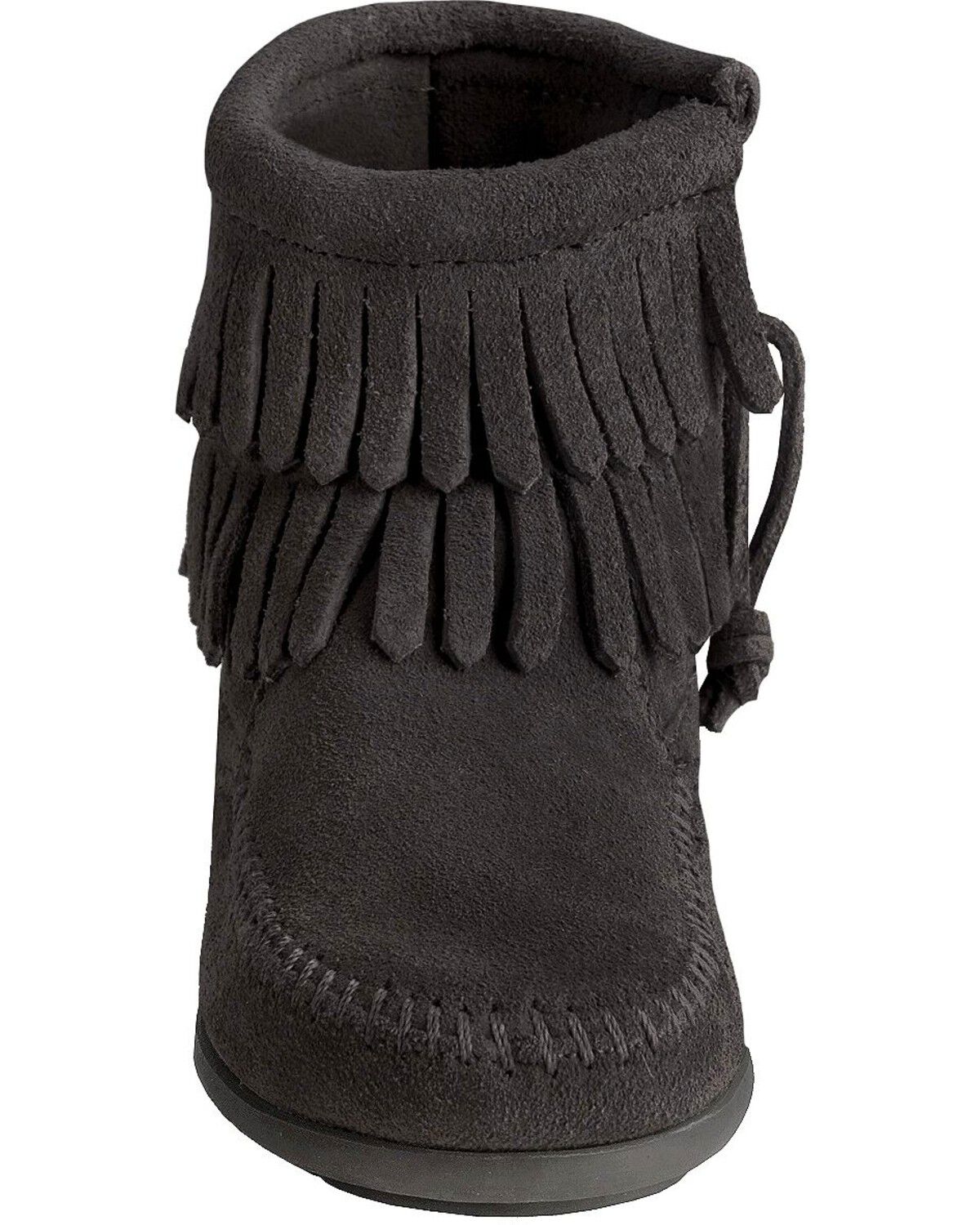 black fringe moccasin boots