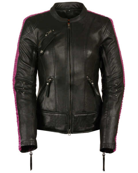 Image #1 - Milwaukee Leather Women's Concealed Carry Embroidered Phoenix Leather Jacket - 5X, Pink/black, hi-res