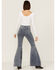 Free People Women's Just Float On Cloudy Indigo Flare Jeans, Ivory, hi-res