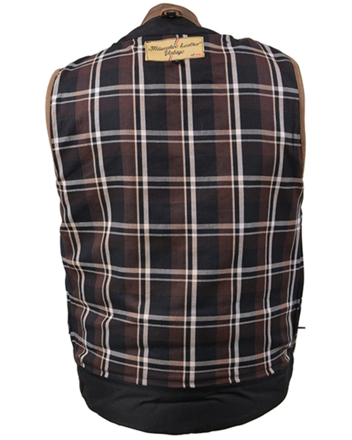 Image #4 - Milwaukee Leather Men's Rustler Concealed Carry Vintage Motorcycle Leather Vest - 5X, Brown, hi-res