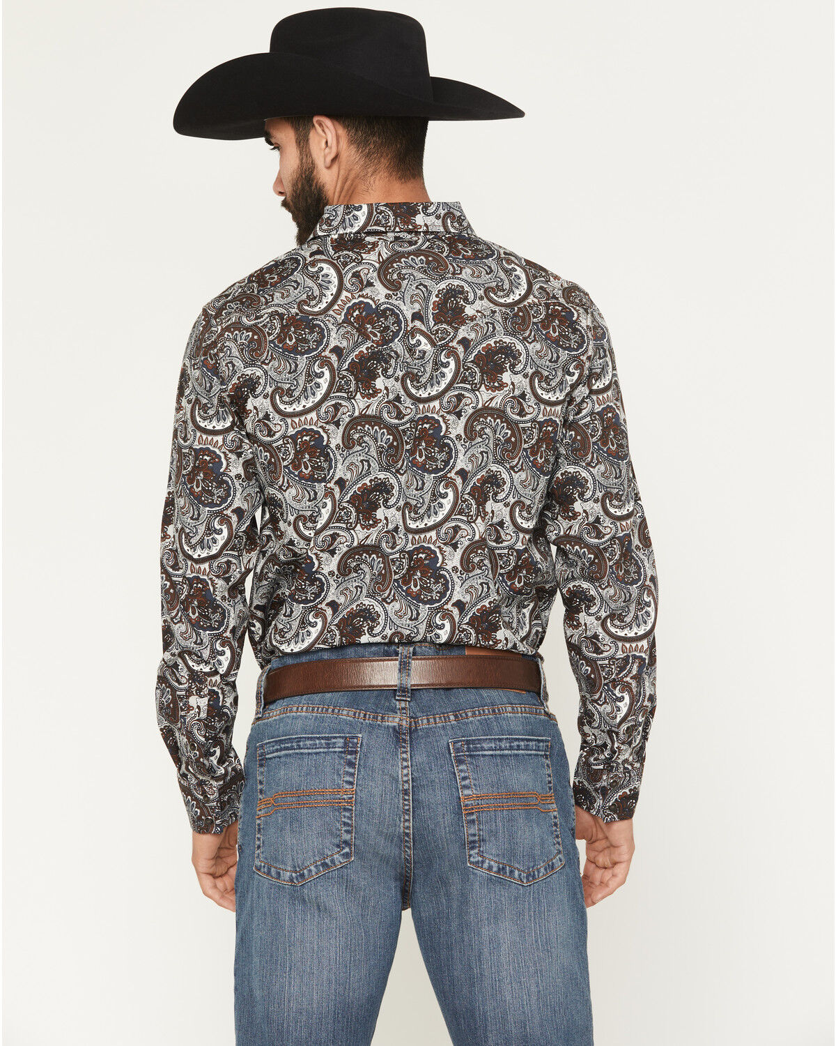 Image #4 - Cody James Men's Colorado Ridge Paisley Print Long Sleeve Snap Western Shirt - Tall, Brown, hi-res