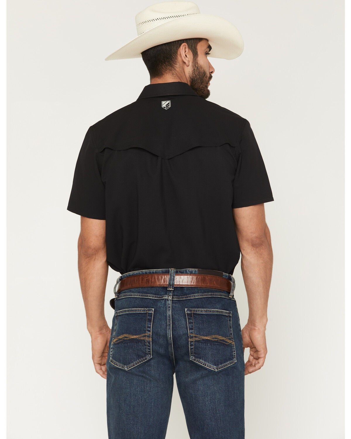 Image #4 - RANK 45&reg; Men's Ridge Solid Short Sleeve Pearl Snap Western Performance Shirt, Black, hi-res