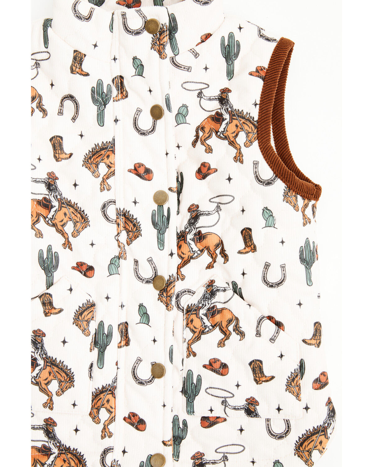 Image #2 - Fornia Toddler Girls' Horse Printed Vest, White, hi-res