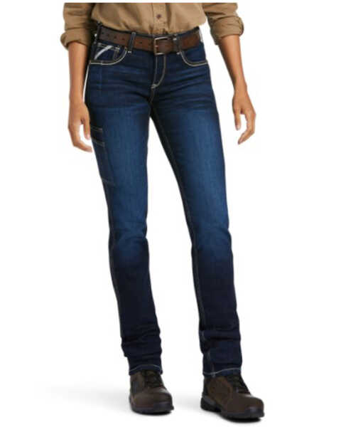 Ariat Women's Rebar Perfect Rise Work Flex Riviter Slim Leg Work Jeans , Blue, hi-res