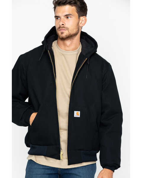 Carhartt Men's Duck Active Zip Front Work Jacket, Black