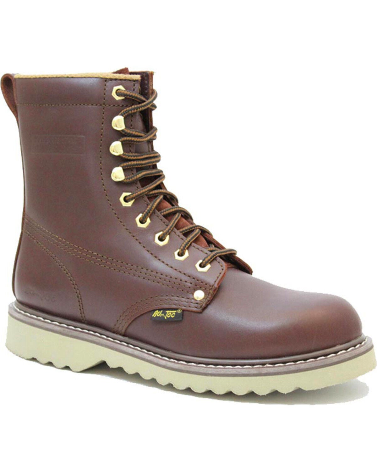 Ad Tec Men's 8" Lace Up Farm Boots - Soft Toe, Brown, hi-res