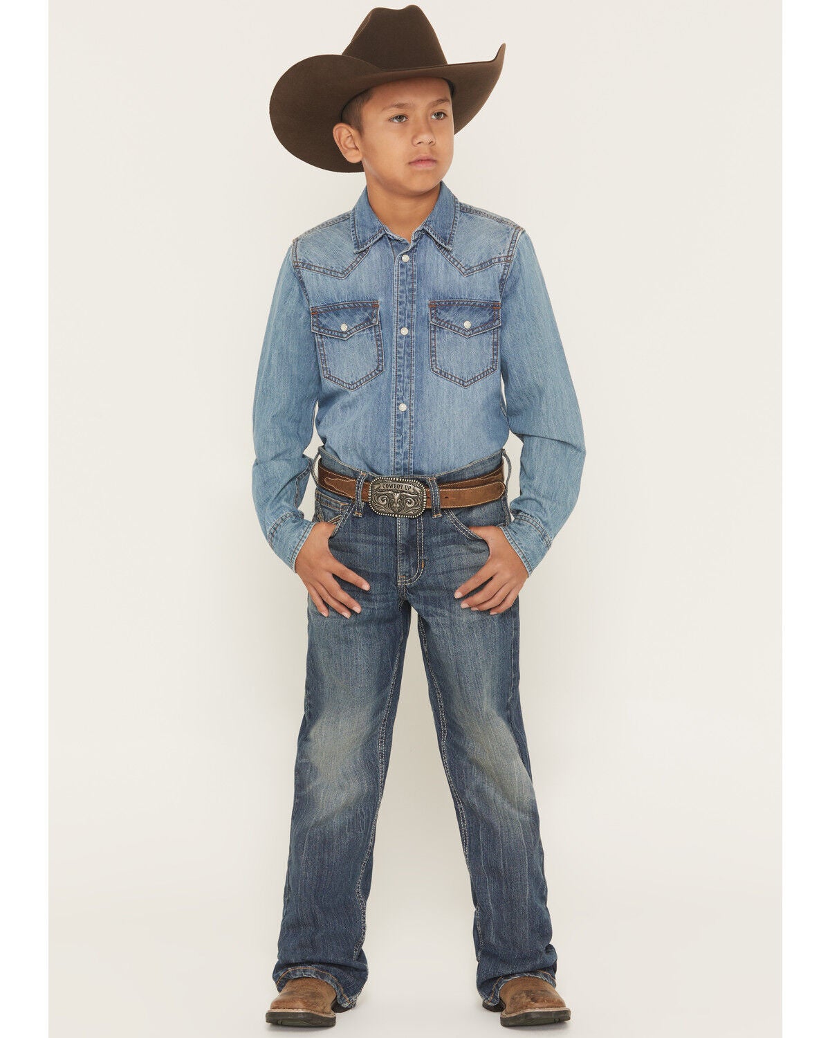 Image #1 - Cody James Boys' Texas Dark Wash Relaxed Bootcut Stretch Denim Jeans, Dark Wash, hi-res