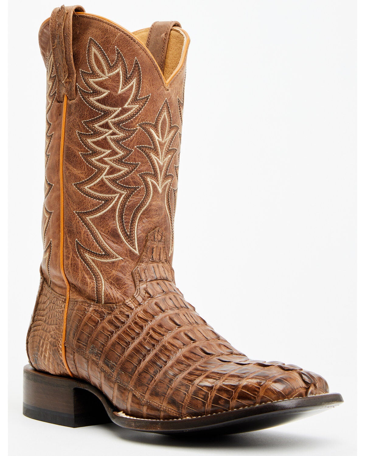 Cody James Men's Exotic Caiman Tail Western Boots - Broad Square Toe, Brown, hi-res