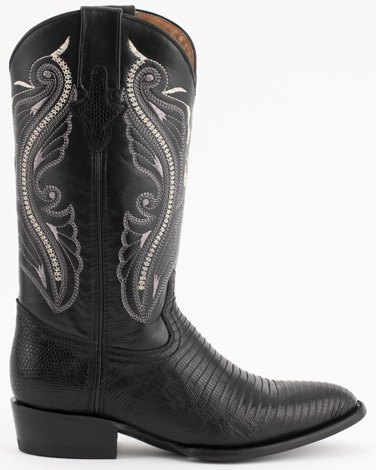 Image #2 - Ferrini Men's Exotic Teju Lizard Western Boots - Round Toe, Black, hi-res
