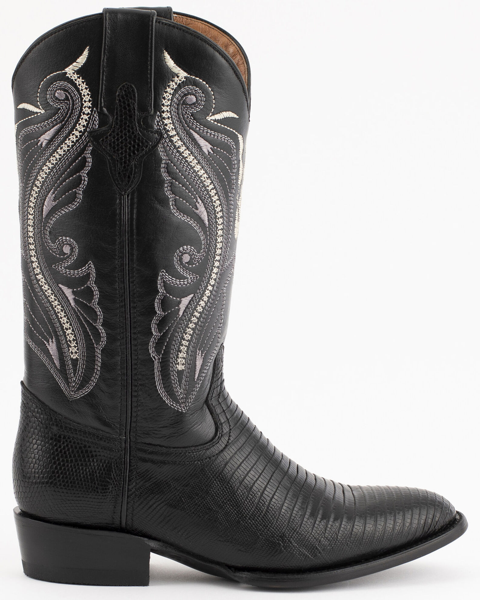 Image #2 - Ferrini Men's Exotic Teju Lizard Western Boots - Round Toe, Black, hi-res