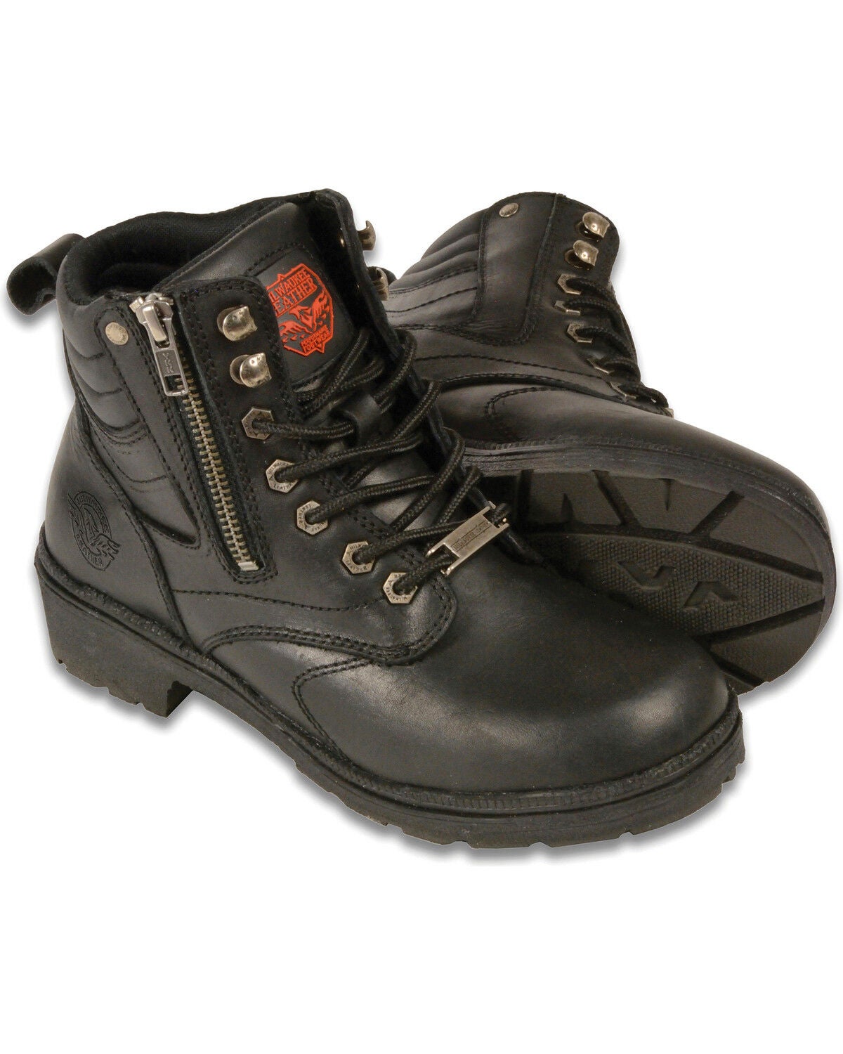 Milwaukee Leather Women's Side Zipper Boots - Round Toe, Black, hi-res