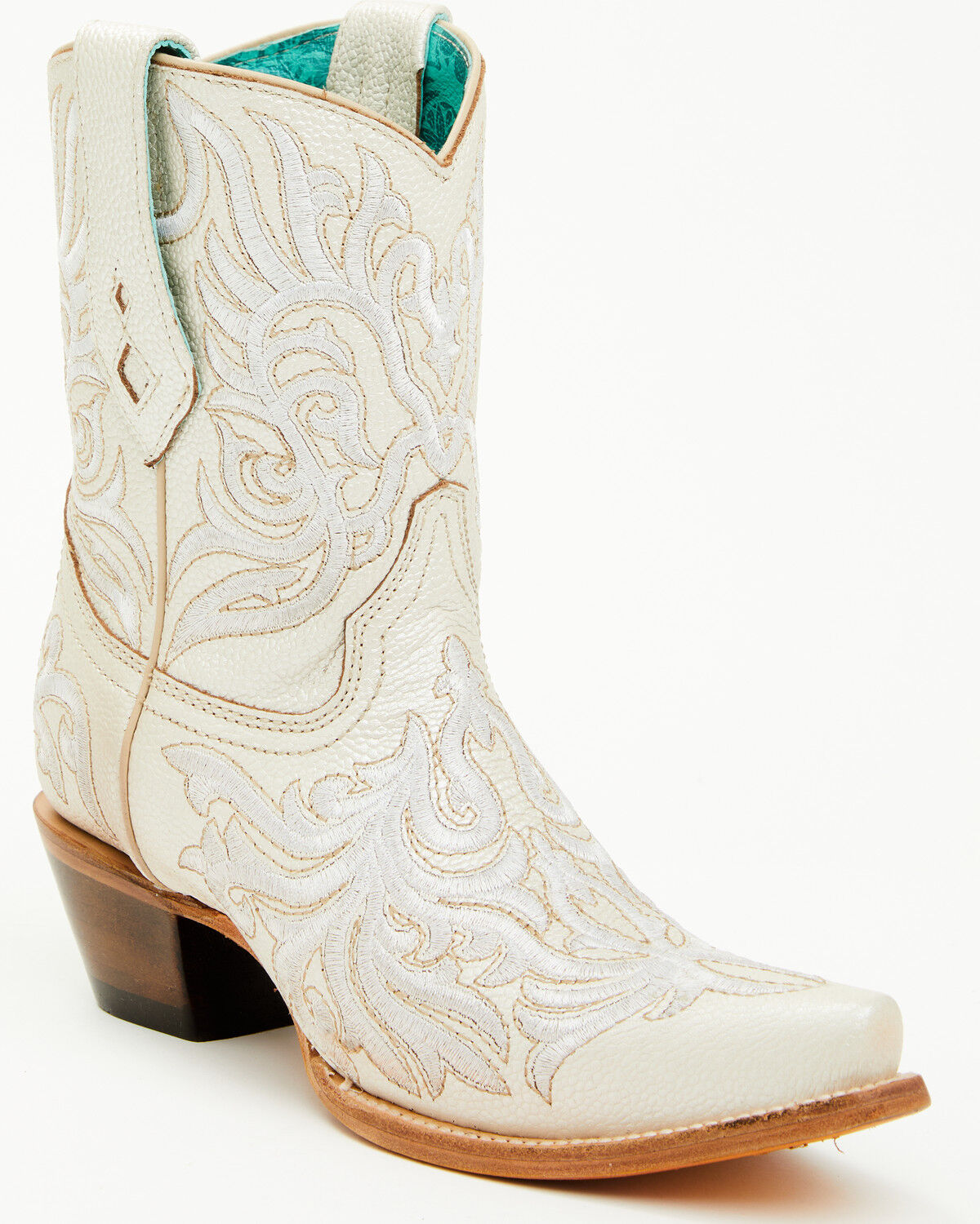 Corral Women's Embroidered Western Ankle Boots - Snip Toe, Ivory, hi-res