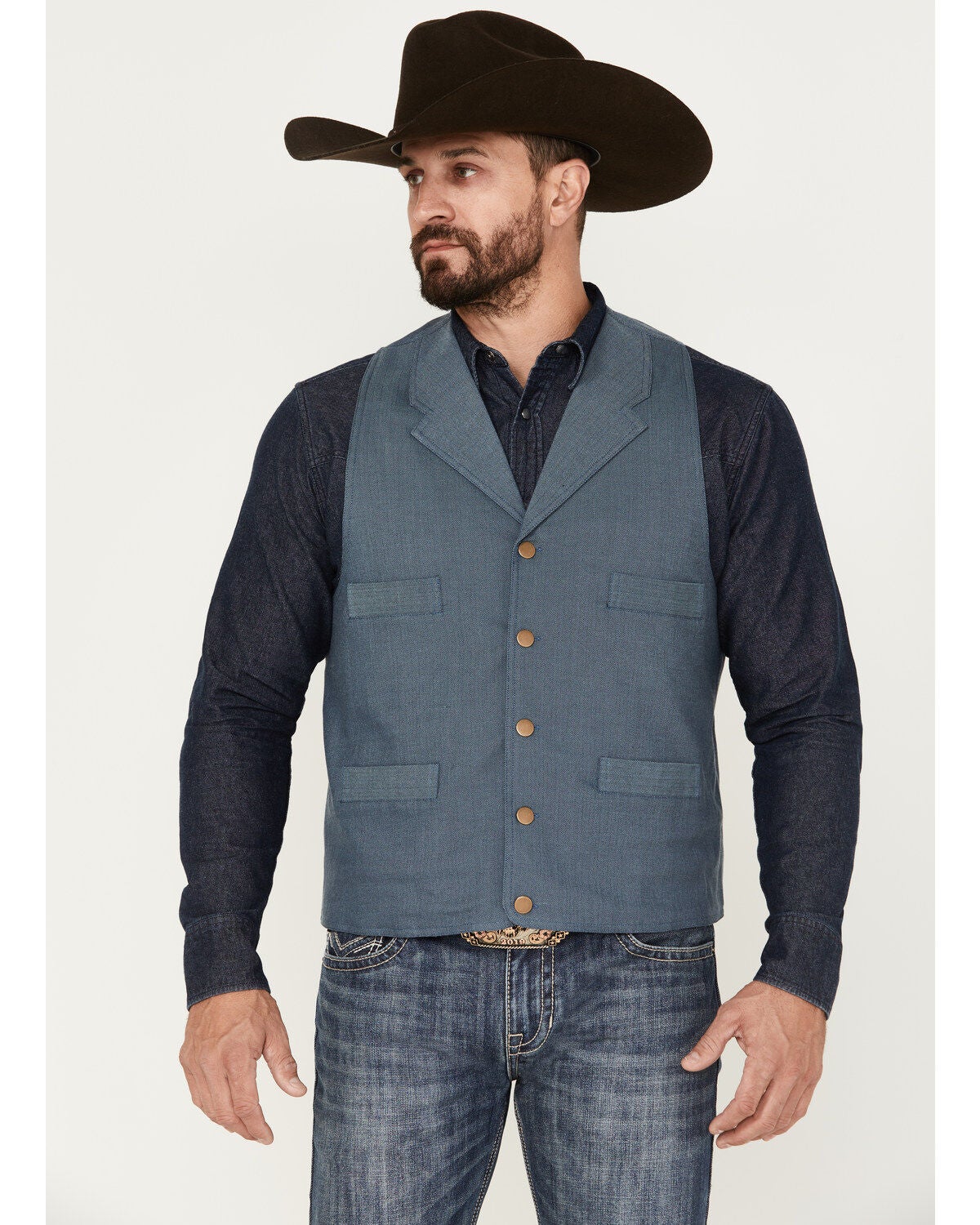 Scully Men's Ranchwear Vest, Blue, hi-res