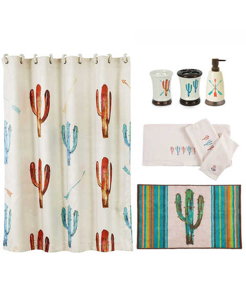 Image #1 - HiEnd Accents Cactus 8pc Bath Accessory & Cream Towel Set, Multi, hi-res