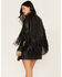 Sadie & Sage Women's Wild West Fringe Vegan Shacket, Black, hi-res