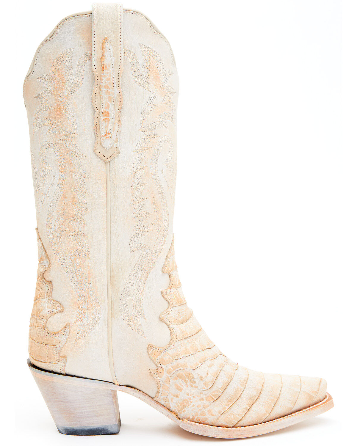 Image #2 - Dan Post Women's Caiman Print Western Boots - Snip Toe, Peach, hi-res