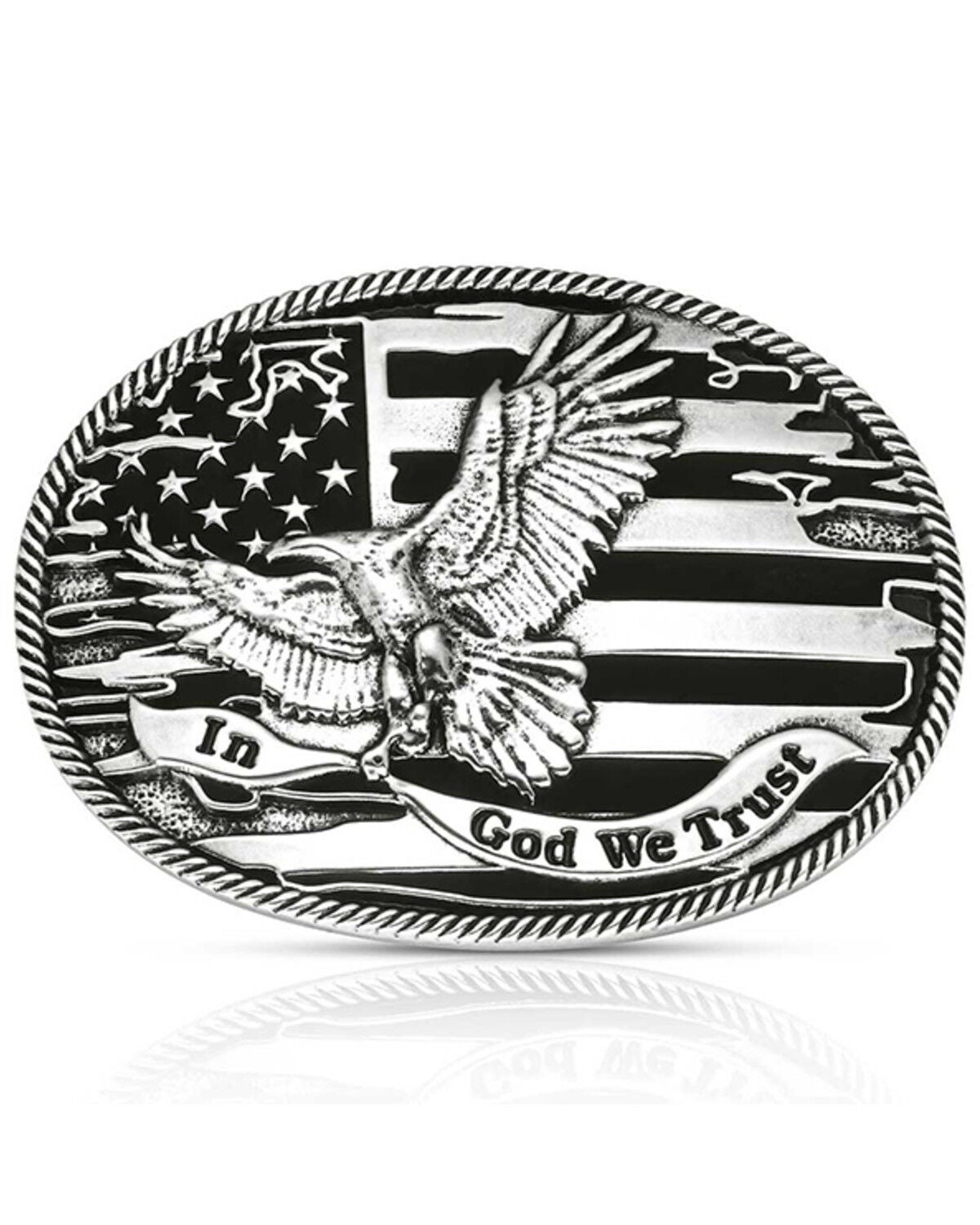 Image #1 - Montana Silversmiths Men's In God We Trust Patriotic Belt Buckle, Silver, hi-res