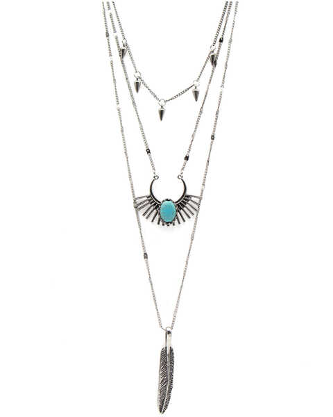 Cowgirl Confetti Women's Rising Sun Layered Chain Necklace , Silver, hi-res