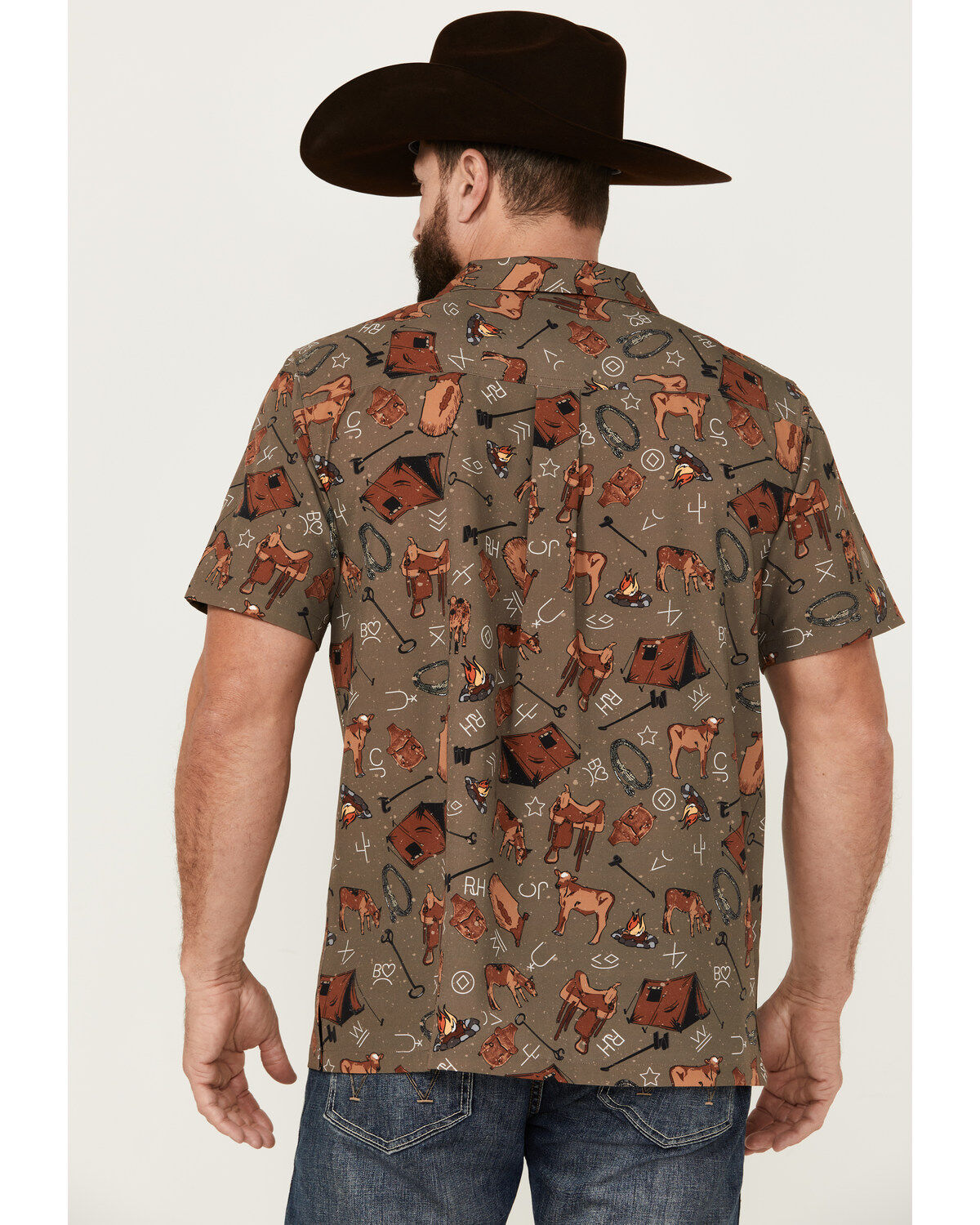Cinch Men's Camp Conversational Print Short Sleeve Button