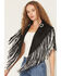 Image #1 - Saints & Hearts Women's Faux Suede Horseshoe Fringe Cape, Black, hi-res