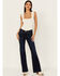 Image #3 - 7 For All Mankind Women's Dark Wash Mid Rise Tailorless Dojo Stretch Trouser Jeans, Dark Wash, hi-res