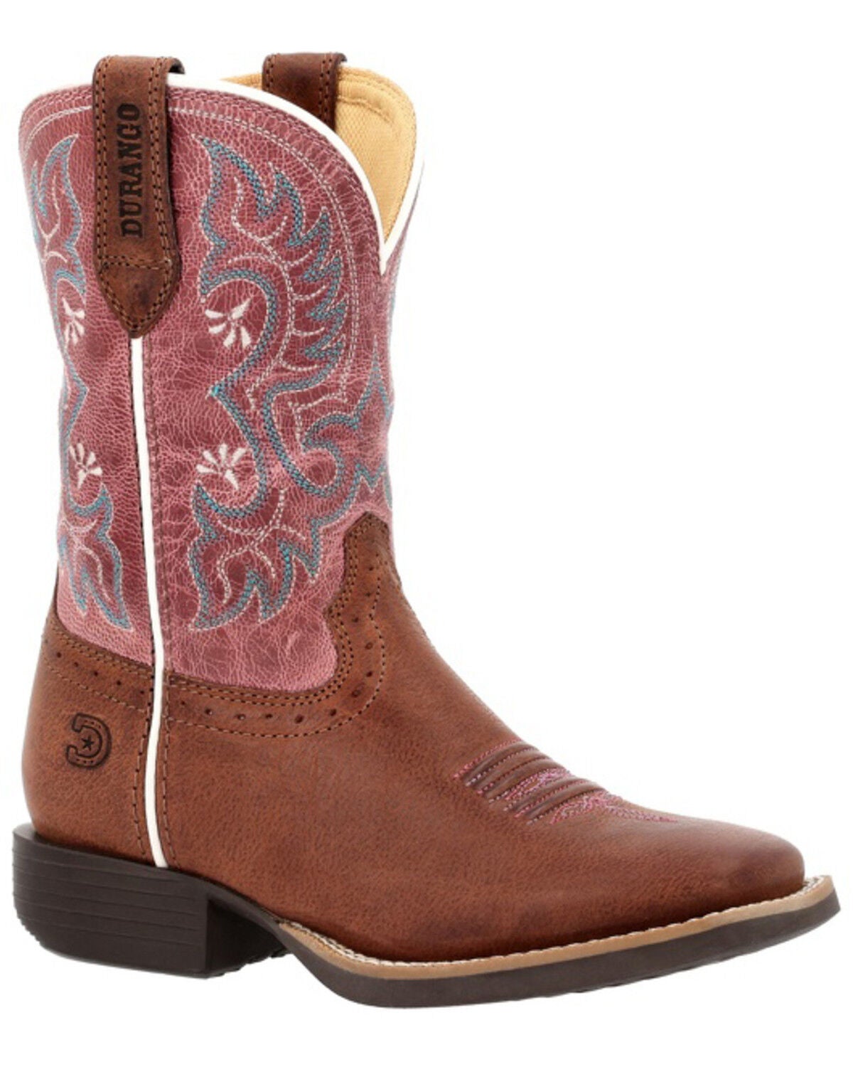 Durango Girls' Shyloh Performance Western Boots - Broad Square Toe, Brown, hi-res