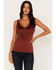 Image #1 - Idyllwind Women's Songstress Embroidered Fringe Tank Top, Brandy Brown, hi-res