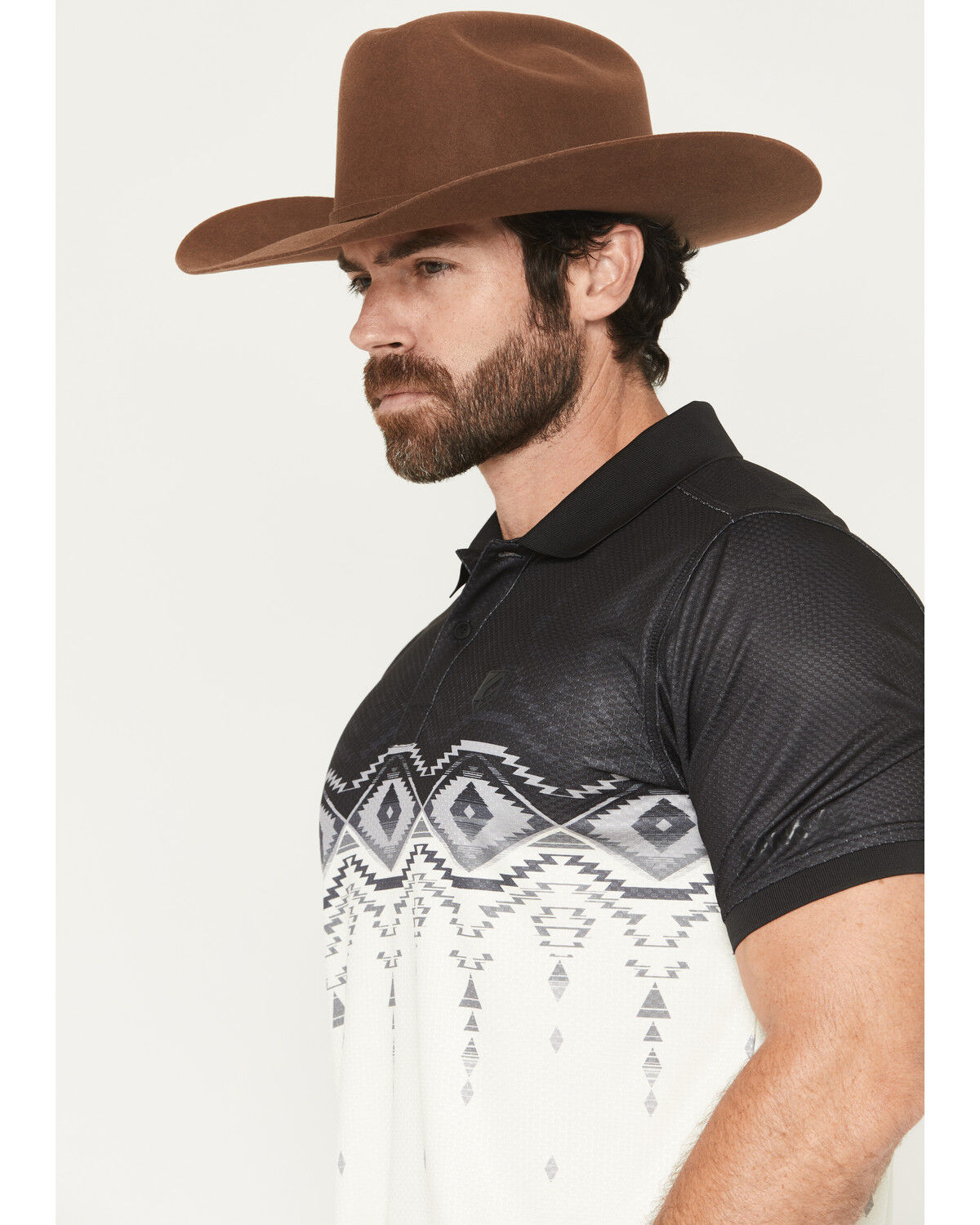 Image #2 - RANK 45® Men's Elko Southwestern Border Print Short Sleeve Button-Down Polo Shirt, Black, hi-res