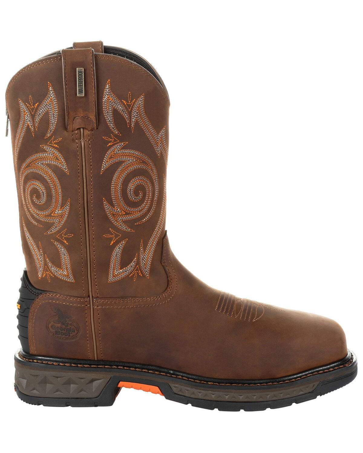 Image #2 - Georgia Boot Men's Carbo-Tec LT Waterproof Western Work Boots - Steel Toe, Brown, hi-res