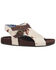 Dingo Women's Savannas Hair On Hide Buckle Side-Zip Leather Sandals, Brown, hi-res