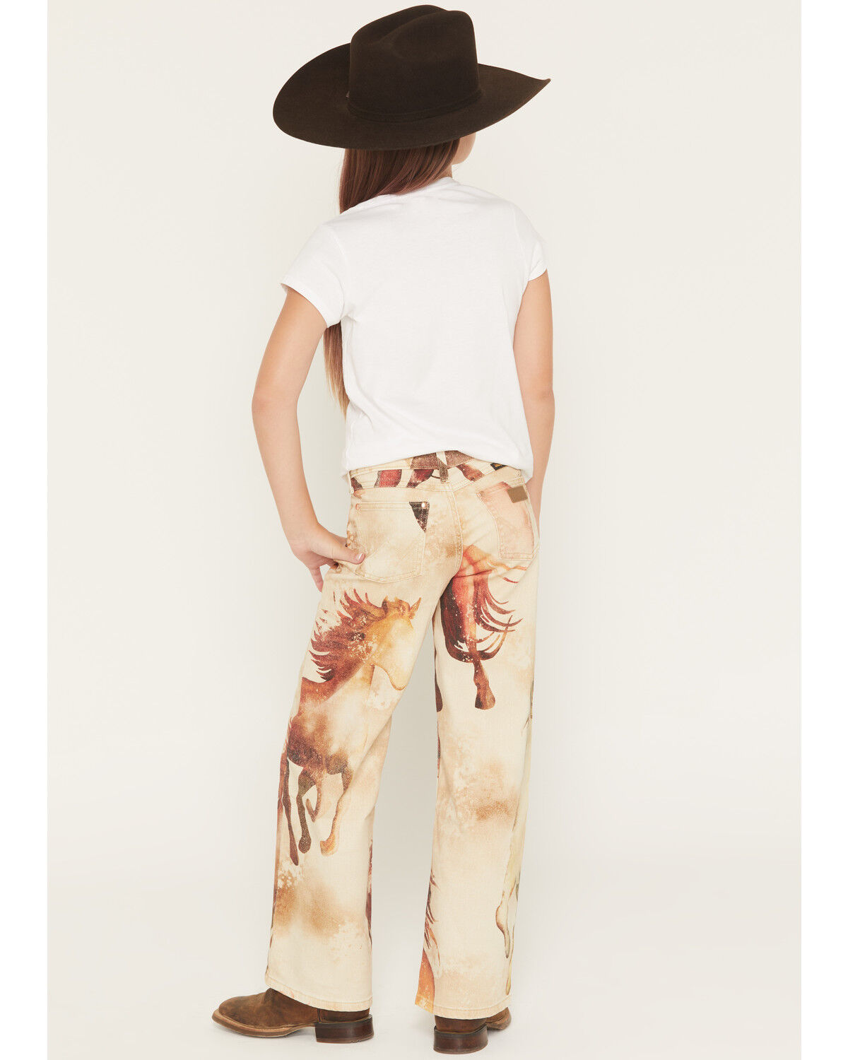 Product Name:  Wrangler X Lainey Wilson Girls' Horse Print Wide Leg Stretch Denim Jeans