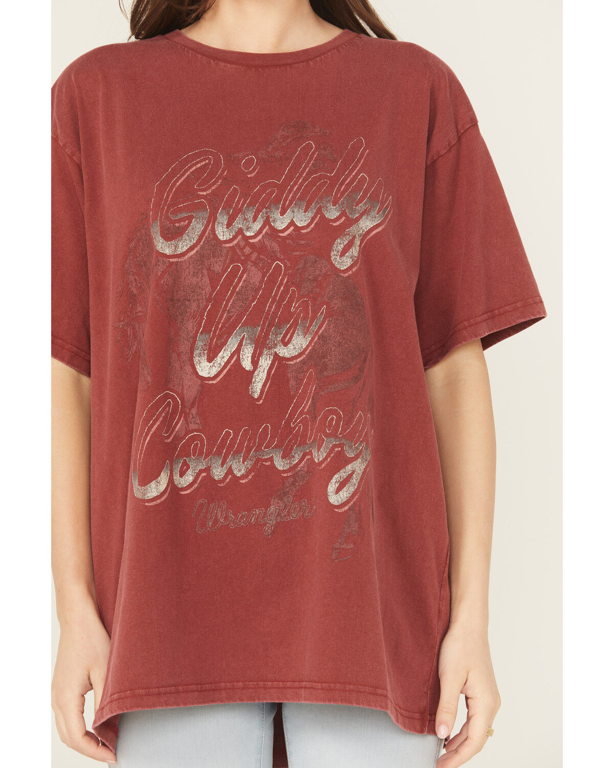 Image #3 - Wrangler Women's Giddy Up Short Sleeve Oversized Graphic Tee, Rust Copper, hi-res