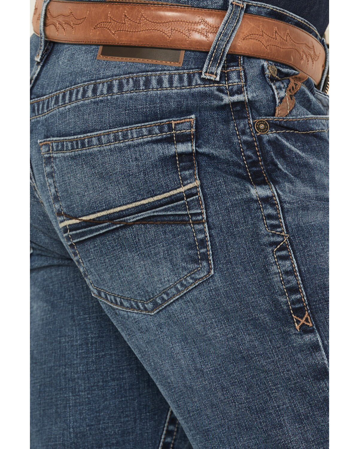 Image #4 - Ariat Men's M4 Andrew Medium Wash Relaxed Bootcut Stretch Denim Jeans - Big, Medium Wash, hi-res
