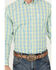 Panhandle Select Men's Plaid Print Long Sleeve Button-Down Western Shirt, Kelly Green, hi-res