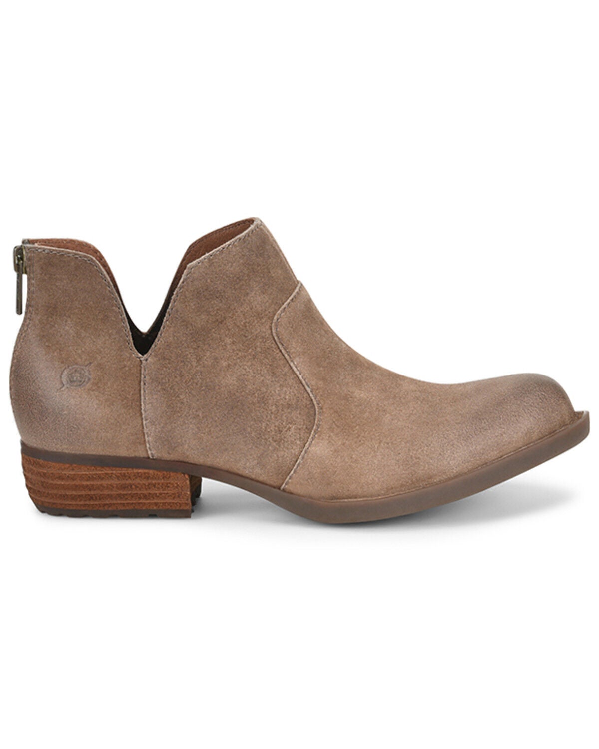 Born Women's Distressed Taupe Kerri Full-Grain Fashion Bootie - Round Toe, Taupe, hi-res