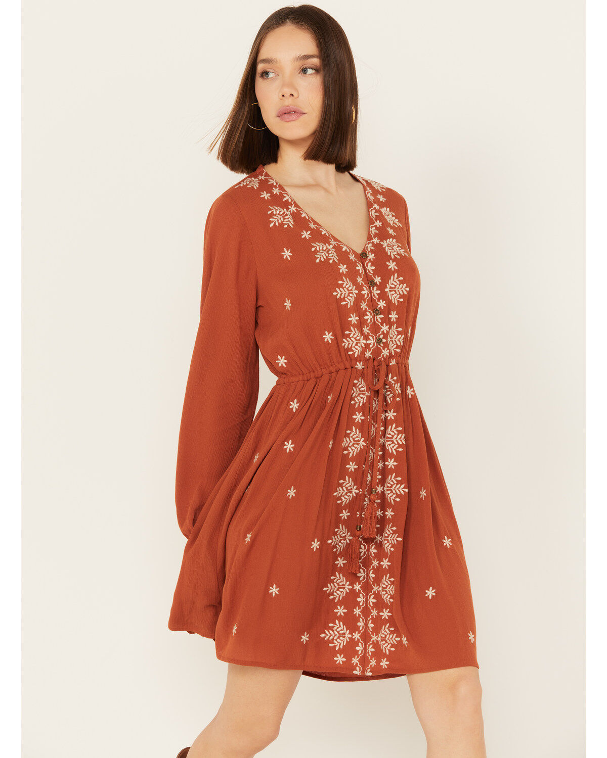 Image #2 - Jolt Women's Embroidered Long Sleeve Mini Dress, , hi-res