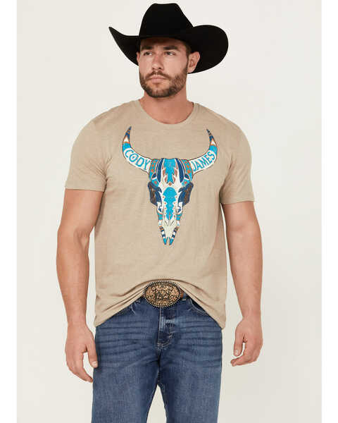 Cody James Men's Southwest Reins Logo Short Sleeve Graphic T-Shirt , Tan, hi-res