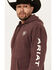 Image #2 - Ariat Men's Logo Sleeve Hooded Sweatshirt - Tall, Maroon, hi-res